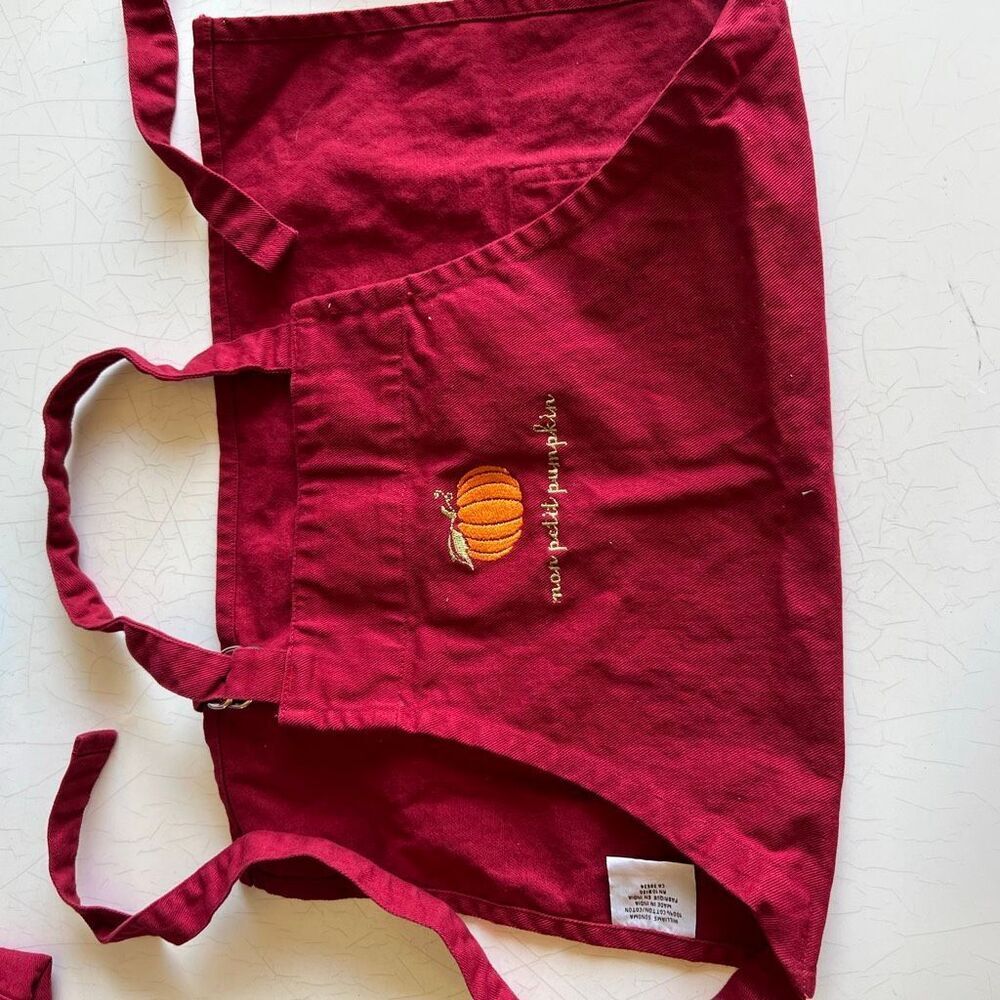 Williams Sonoma Youth Apron Pumpkin Adjustable Fall Halloween Thanksgiving